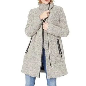 Calvin Klein Gray Trench Coat Mid-Thigh Length Relaxed Fit